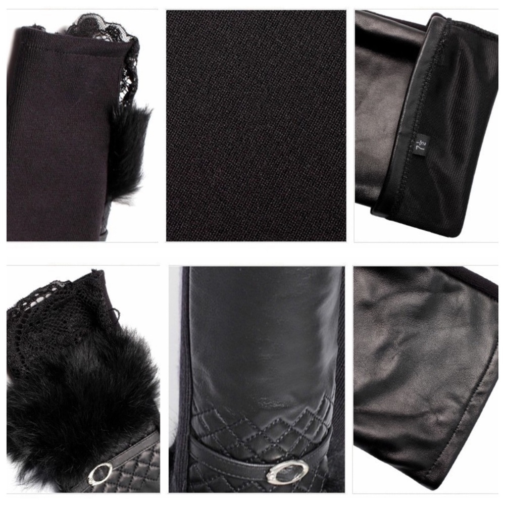 ❤️ Leather Fingerless Zoë Cashmere Lined Gloves - Picture 4 of 4